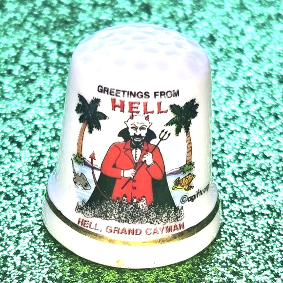 Cayman Islands Porcelain Bell and Hell Grand Cayman Thimble - Picture 4 of 4